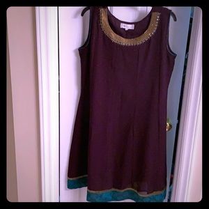 Beautiful plum and gold beaded dress